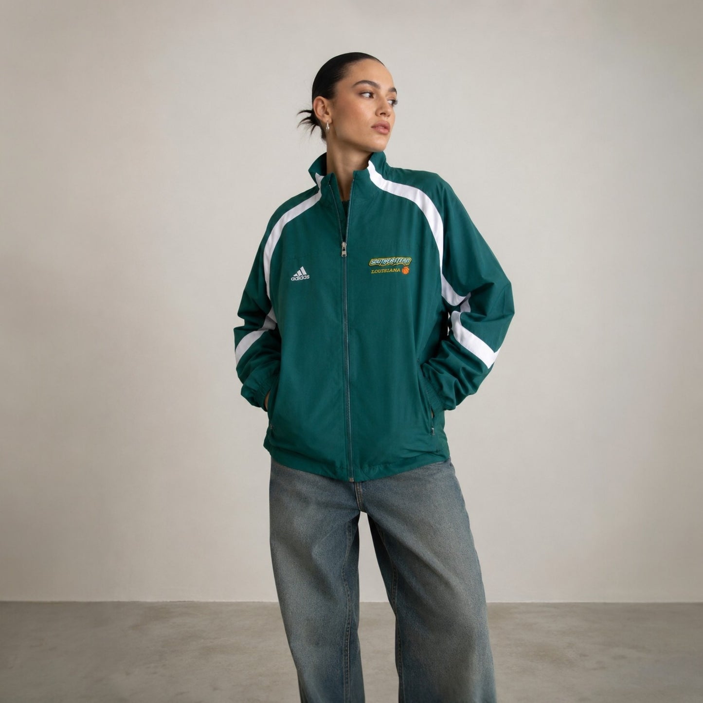 Adidas Team Performance Windbreaker Jacke Southeastern Louisiana Basketball Grün 2XL