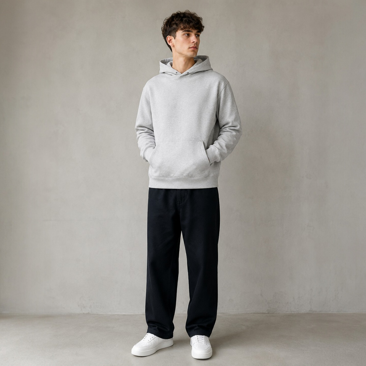 Vintage Champion Hoodie Grau Größe L – 50/50 Baumwolle Polyester – Ohne Kordeln