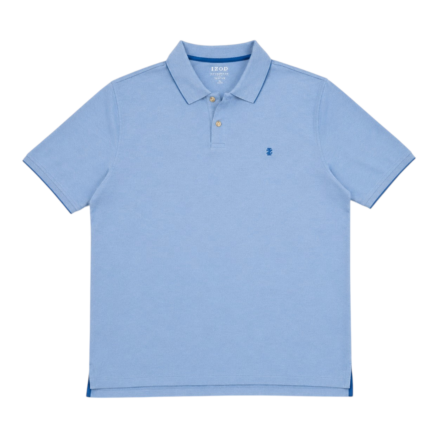 IZOD Advantage Polo Shirt Hellblau XL – Logo Stick, Kontrastknöpfe, Seitenschlitze