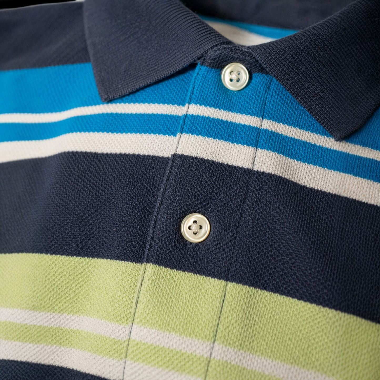 Chaps Ralph Lauren Polo Shirt Streifen Blau Grün XL Vintage