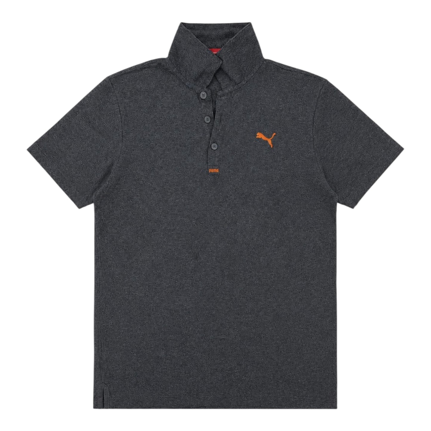 Puma Polo Shirt Grau Meliert Orange Logo Print Baumwolle Gr. S 44/46