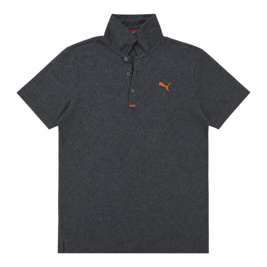 Puma Polo Shirt Grau Meliert Orange Logo Print Baumwolle Gr. S 44/46