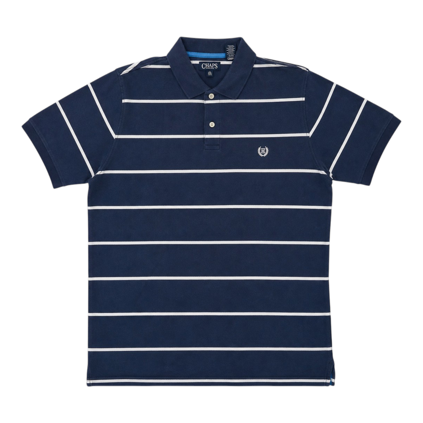 CHAPS Polo Shirt Blau Gestreift XL – 100% Baumwolle, Classic Fit