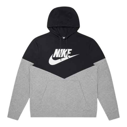 Nike Kinder Hoodie Schwarz Grau Gr. M (Youth) – Colorblock Kapuzenpullover mit großem Logo