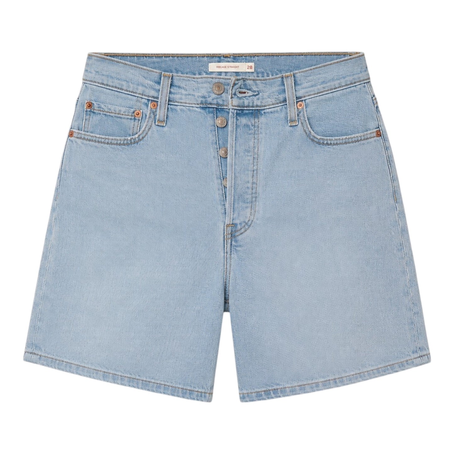 Levi’s Ribcage Straight Denim Shorts W28 Hellblau High Waist Damen
