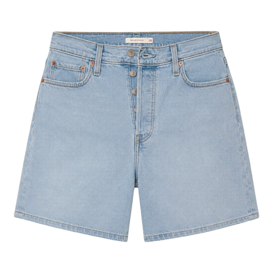 Levi’s Ribcage Straight Denim Shorts W28 Hellblau High Waist Damen