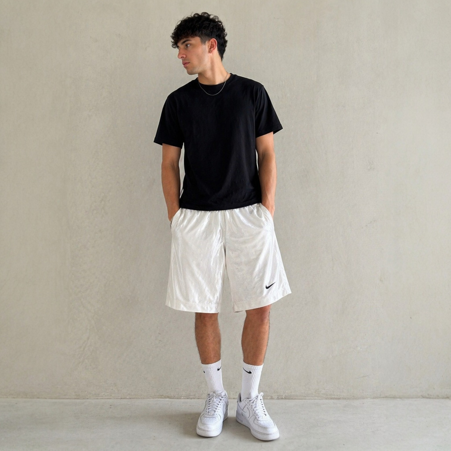 Vintage Nike Basketball Shorts Weiß – Mesh Y2K Shorts Größe M