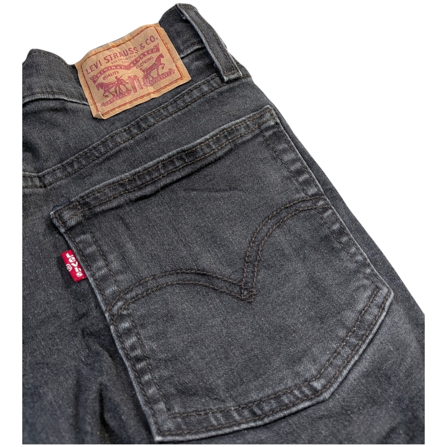 Levi's High Rise Jeans Shorts Schwarz W26 / DE 34 – Raw Hem & Stretch
