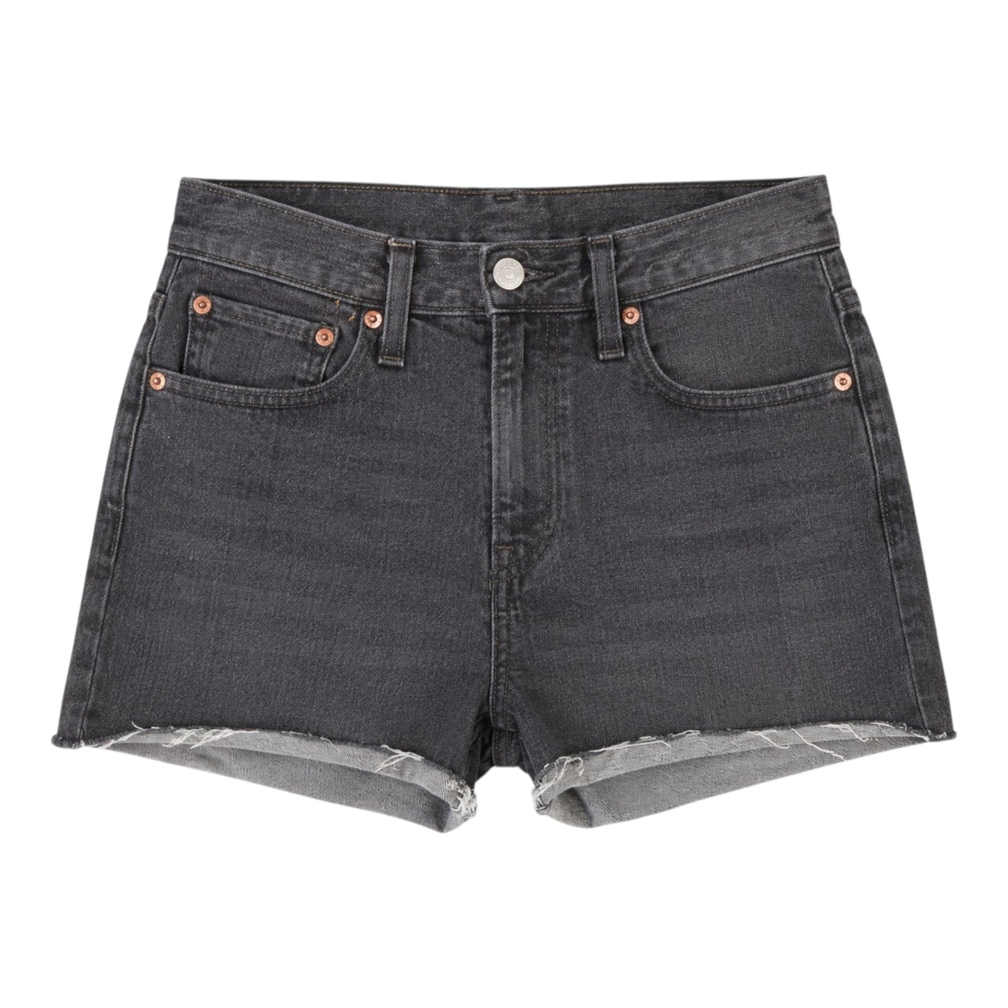 Levi's High Rise Jeans Shorts Schwarz W26 / DE 34 – Raw Hem & Stretch