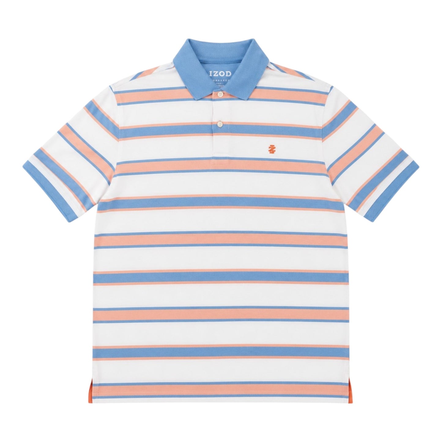 IZOD Advantage Performance Polo Shirt gestreift Weiß Blau Orange Herren Gr. M