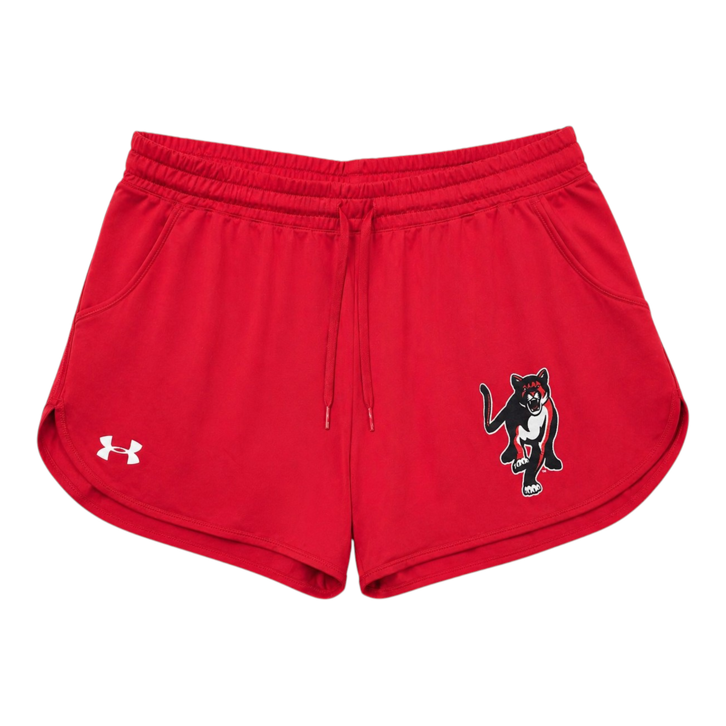 Under Armour Damen Sportshorts Rot mit Jaguar Print – Größe M