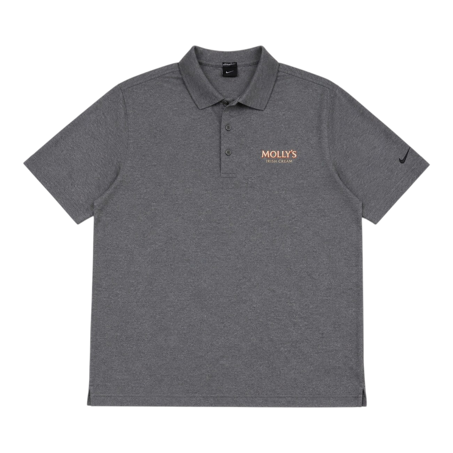 Nike Golf Polo Shirt Grau XL – Mollys Sticklogo, Strukturstoff, Signature Buttons