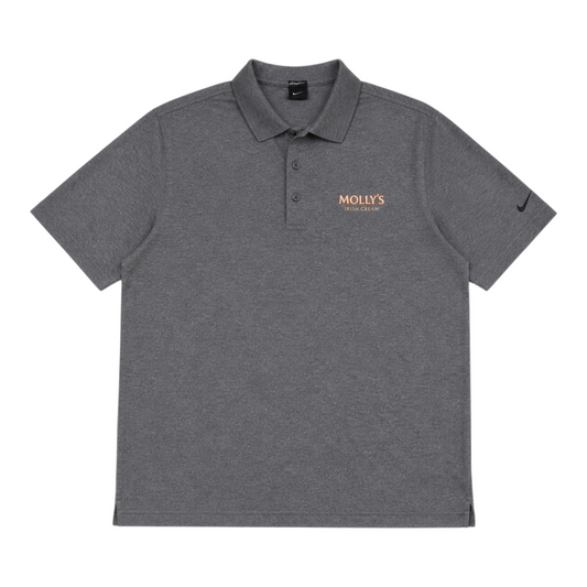 Nike Golf Polo Shirt Grau XL – Mollys Sticklogo, Strukturstoff, Signature Buttons