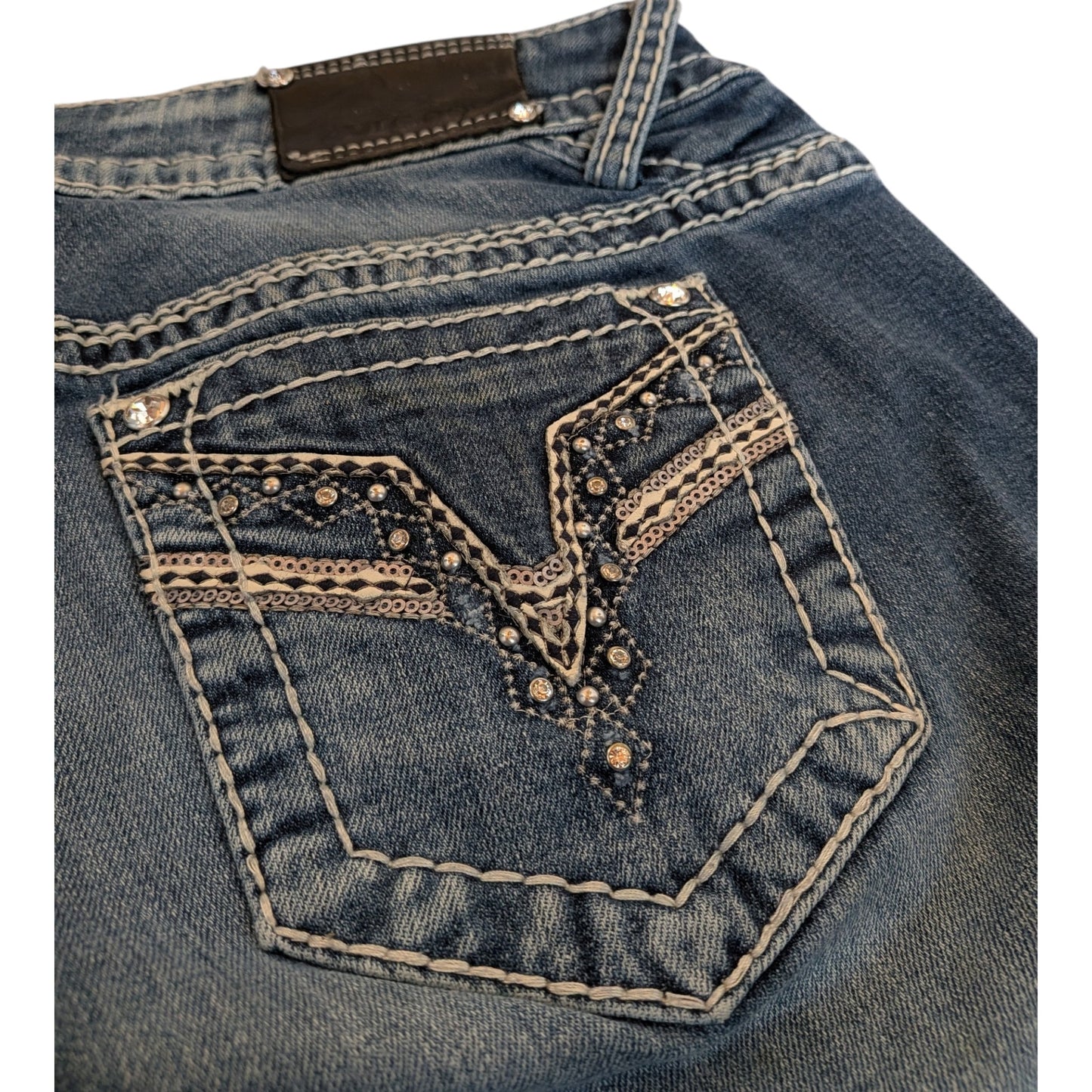 Vigoss The Chelsea Straight Jeans W34 / DE42 Y2K Strass Stickerei Bootcut