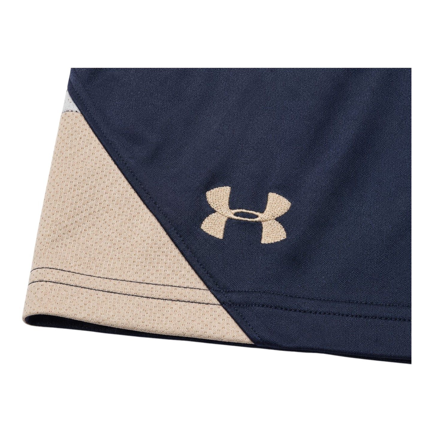 Under Armour Basketball Shorts Navy Blau Beige Weiß Herren L Loose Fit Sporthose