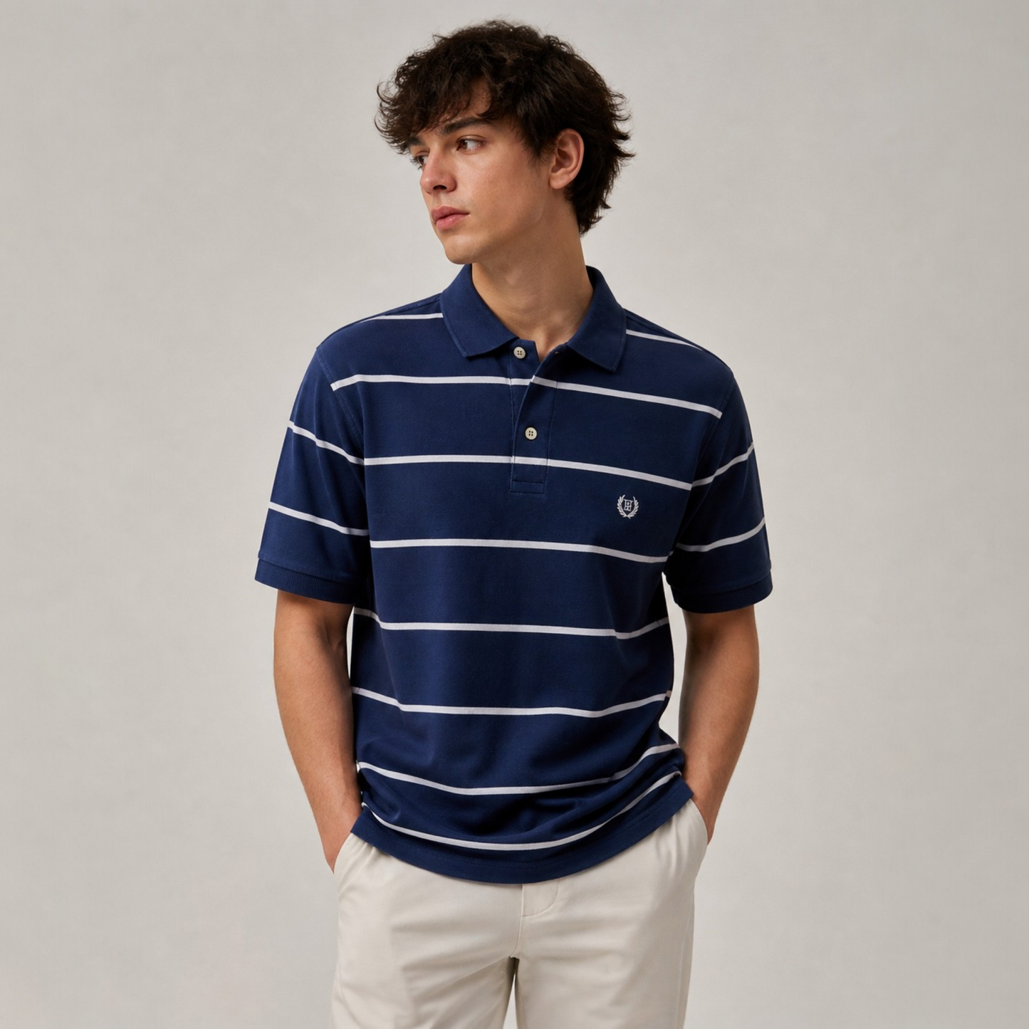 CHAPS Polo Shirt Blau Gestreift XL – 100% Baumwolle, Classic Fit