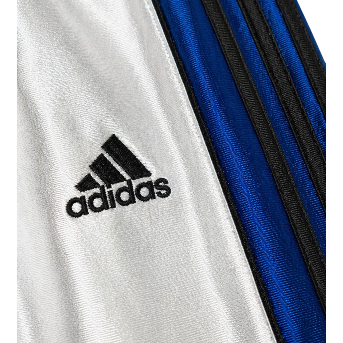 Adidas Basketball Shorts Weiß Blau 3 Streifen – Locker Fit, Vintage Style, Größe L