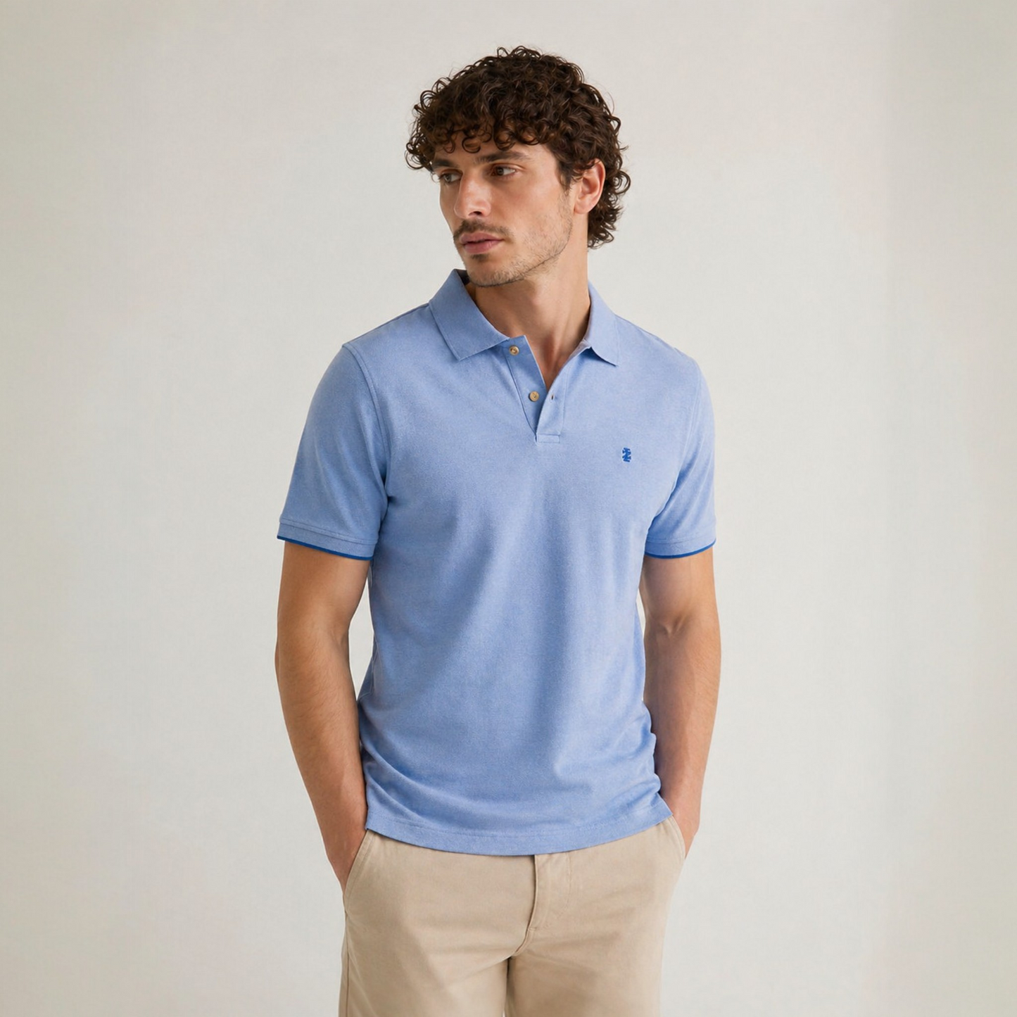 IZOD Advantage Polo Shirt Hellblau XL – Logo Stick, Kontrastknöpfe, Seitenschlitze