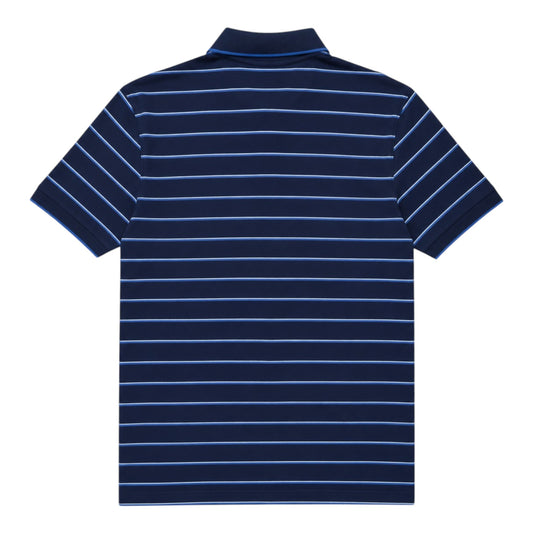 CHAPS Poloshirt Herren Gr. M Navy Blau Gestreift 100% Baumwolle Logo Preppy