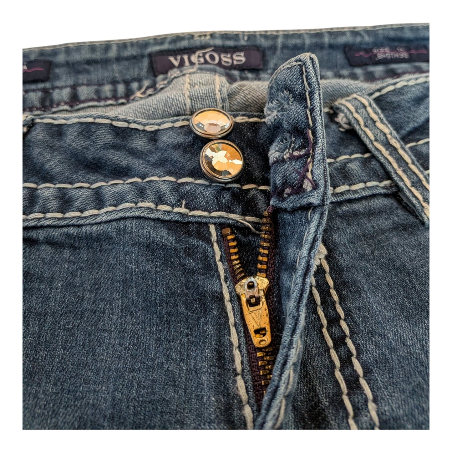 Vigoss The Chelsea Straight Jeans W34 / DE42 Y2K Strass Stickerei Bootcut