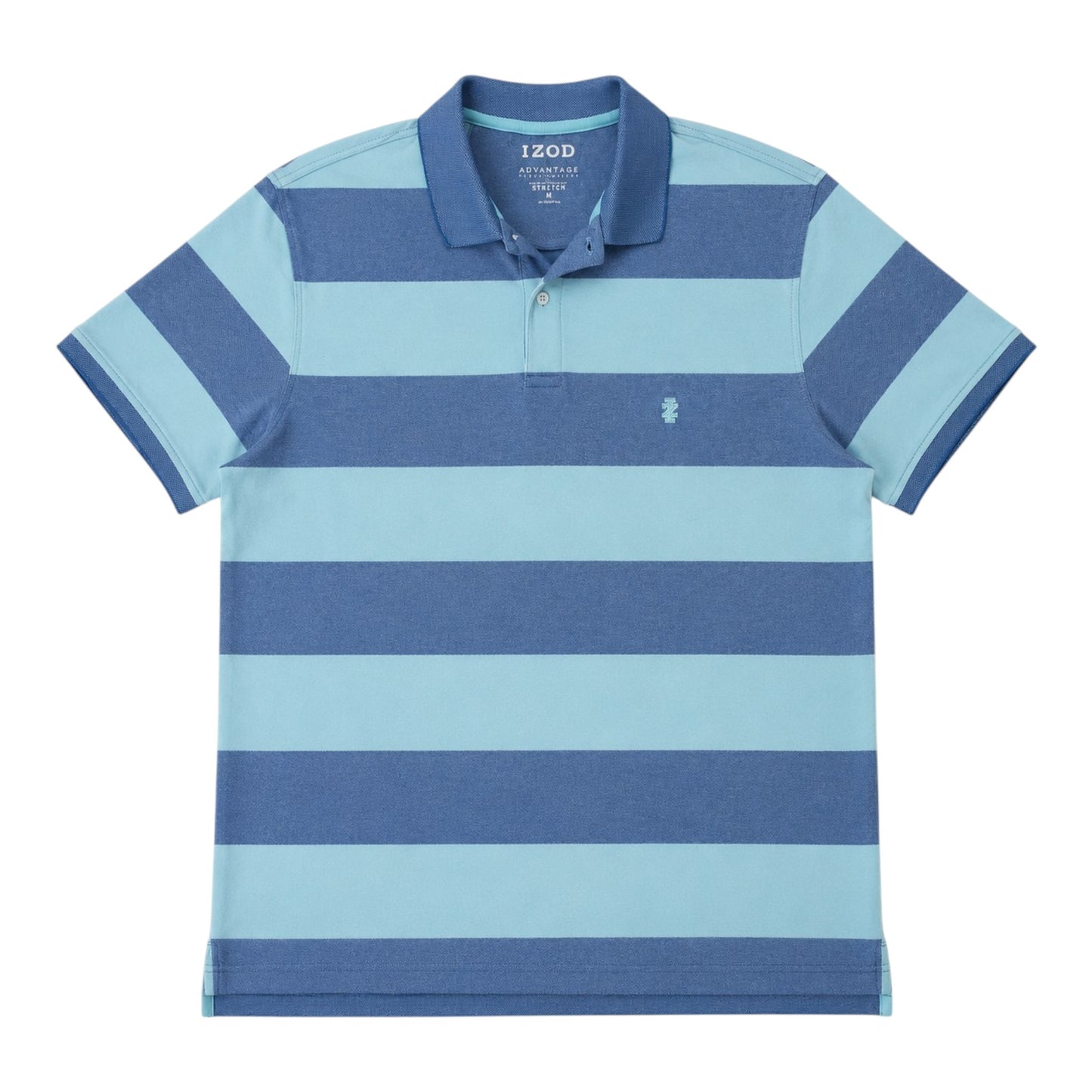 IZOD Advantage Performance Polo Shirt Blau/Türkis Gestreift Gr. M Logo Stickerei