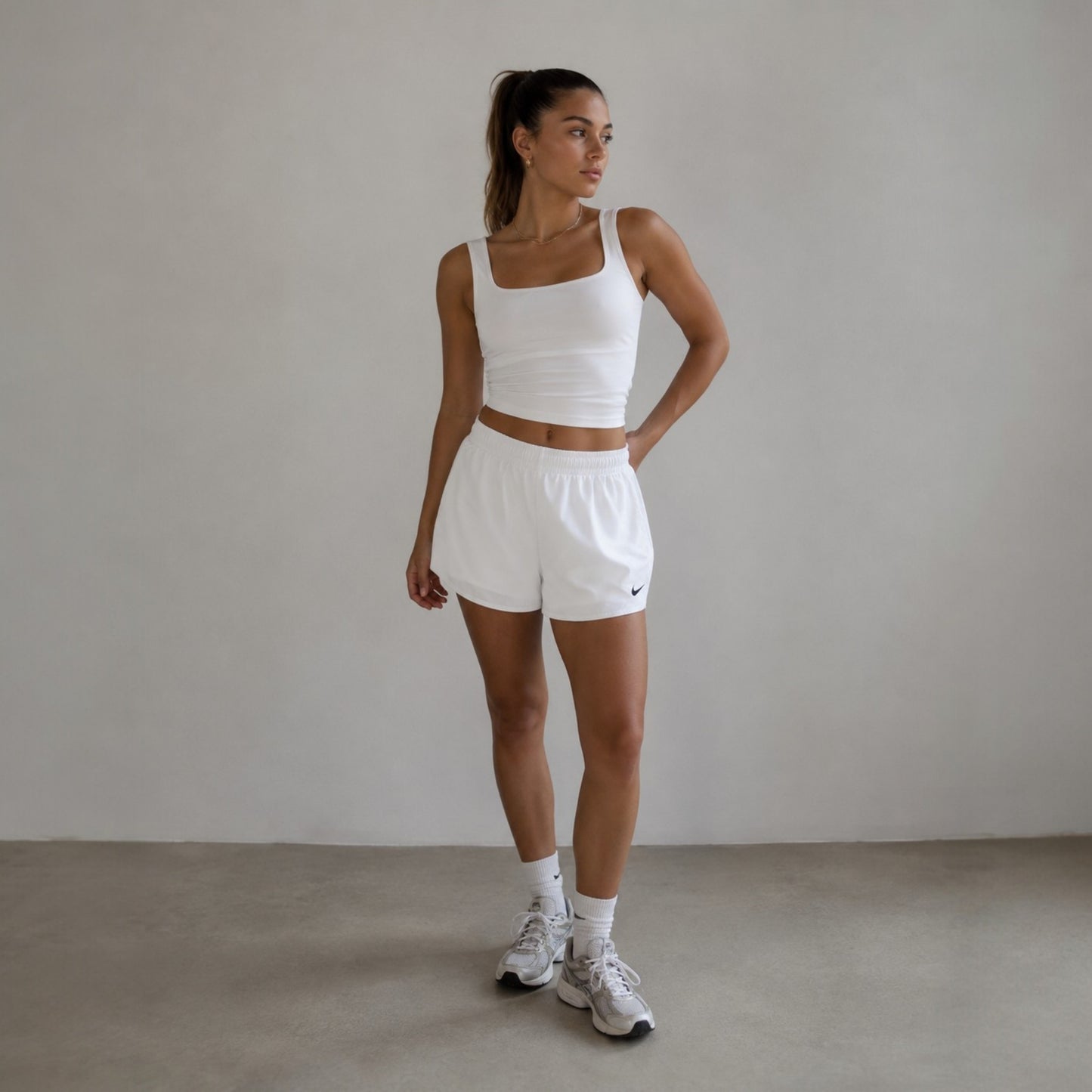 Nike Dri-FIT Running Shorts Weiß Damen Größe L