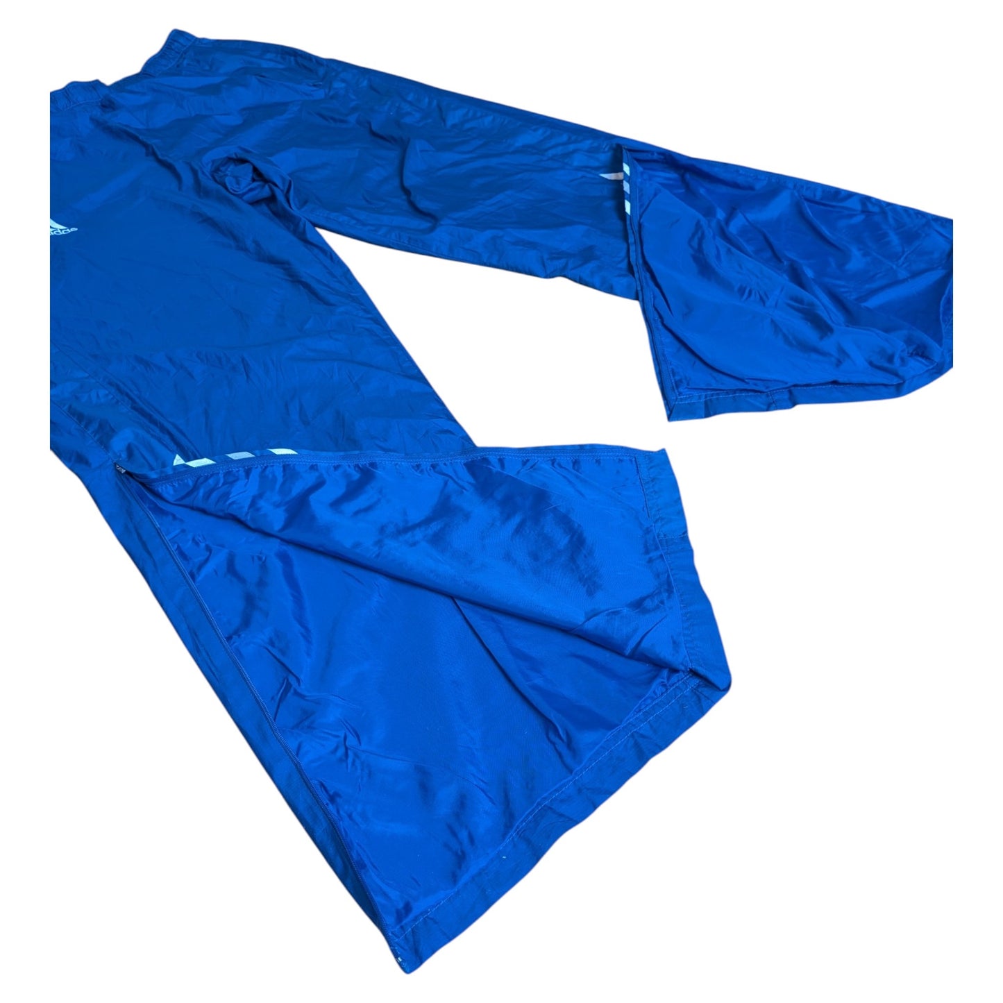 Adidas Climalite Trainingshose / Regenhose Blau Herren Gr. L – Gesticktes Logo, Zip-Beine