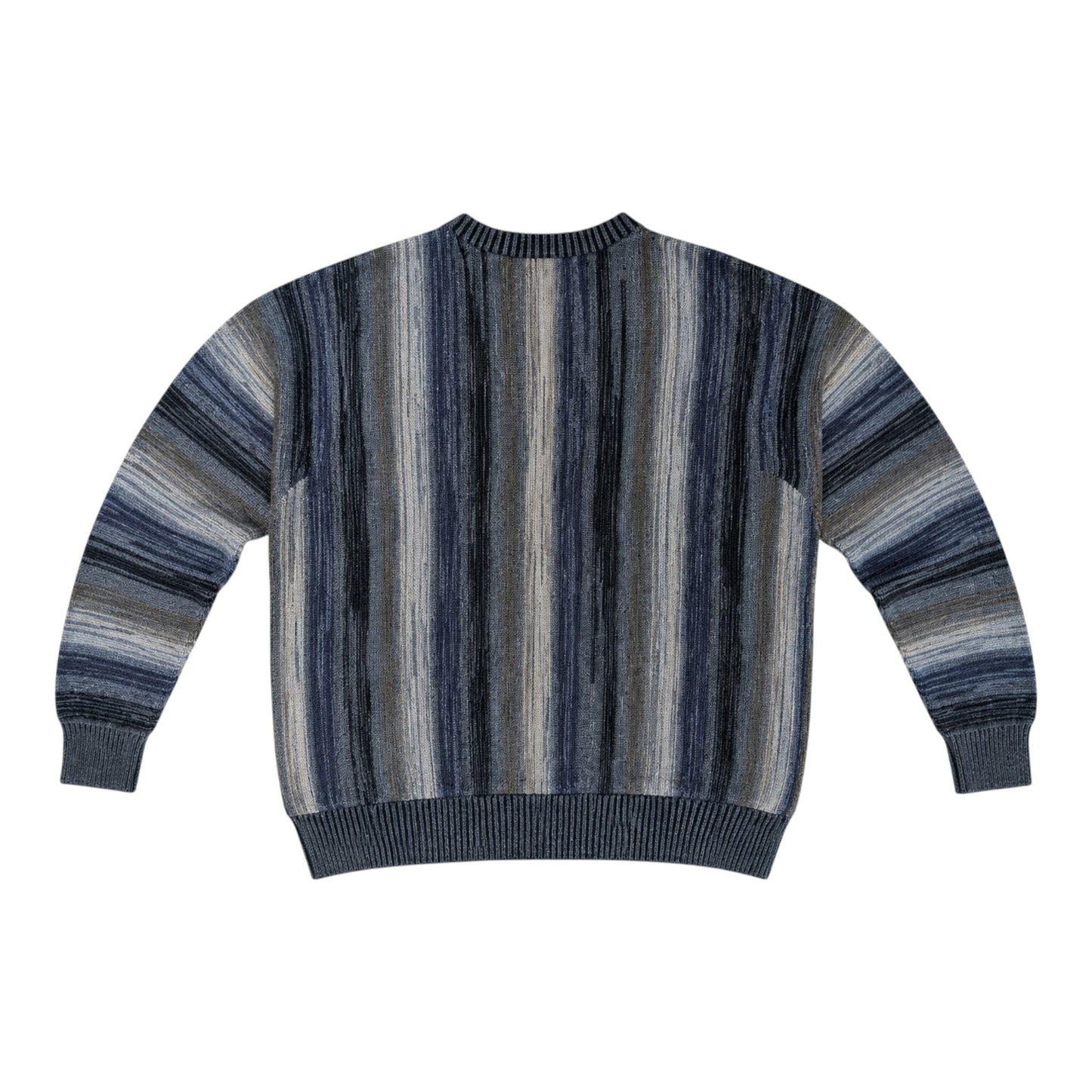 Leo Chevalier Design Vintage Strickpullover Wollmix Grau Blau L/G Made in Italy