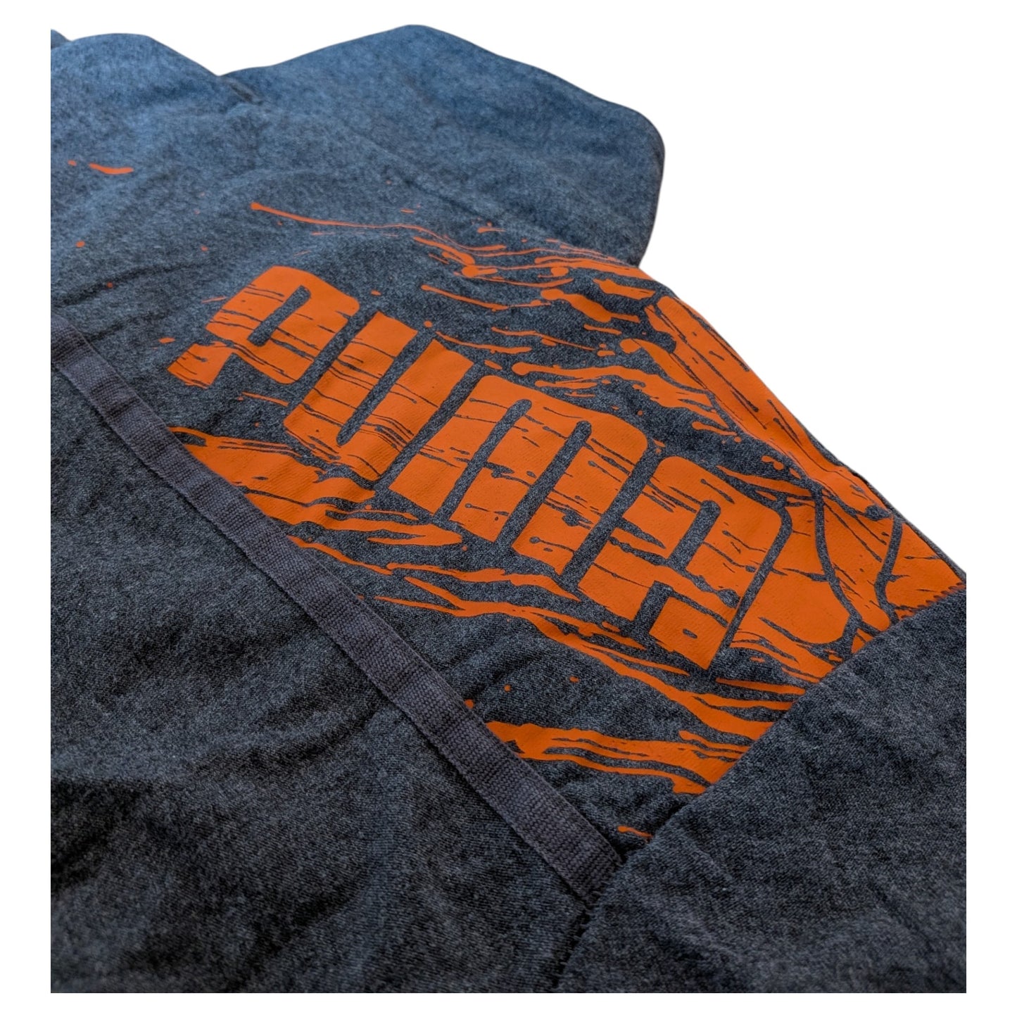 Puma Polo Shirt Grau Meliert Orange Logo Print Baumwolle Gr. S 44/46