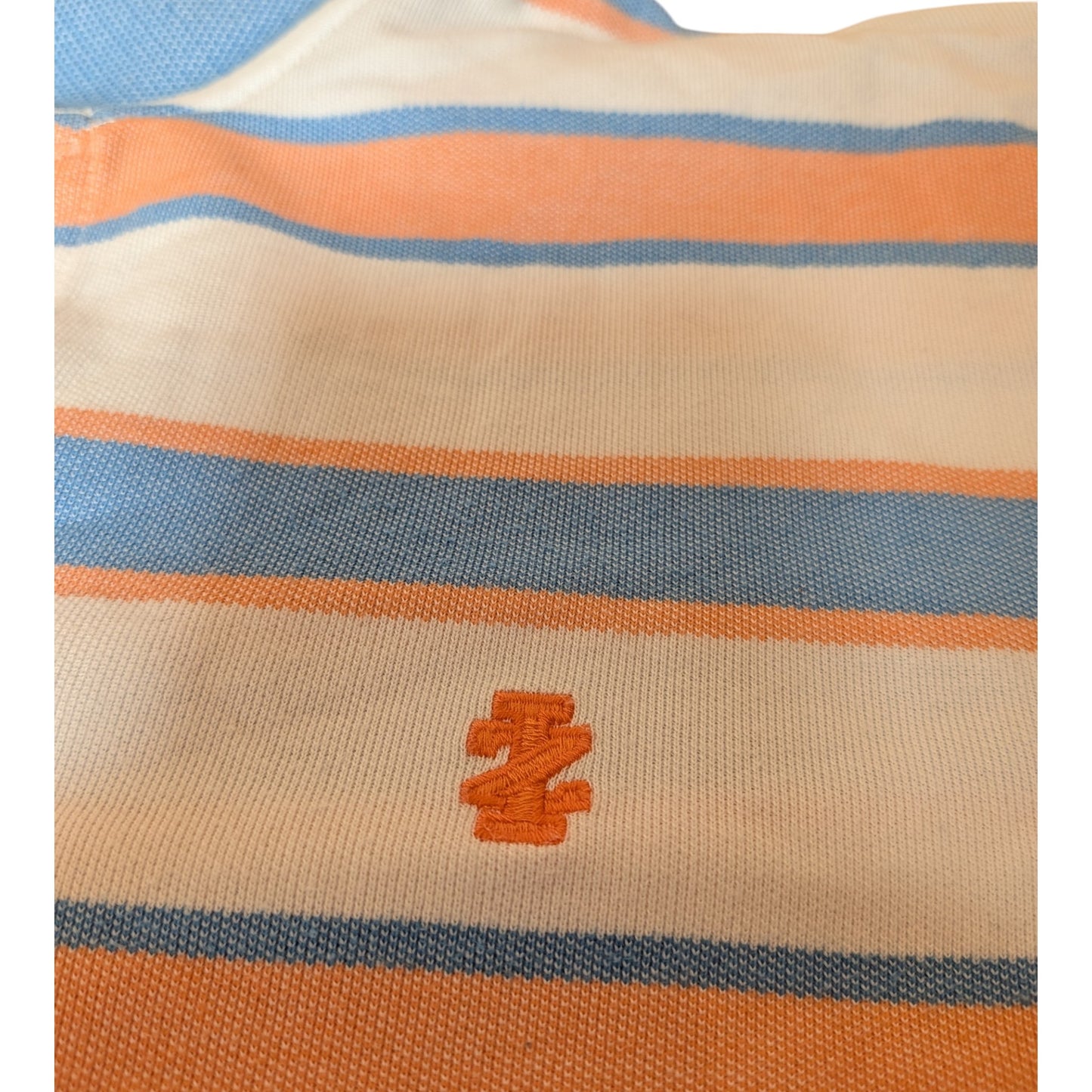 IZOD Advantage Performance Polo Shirt gestreift Weiß Blau Orange Herren Gr. M