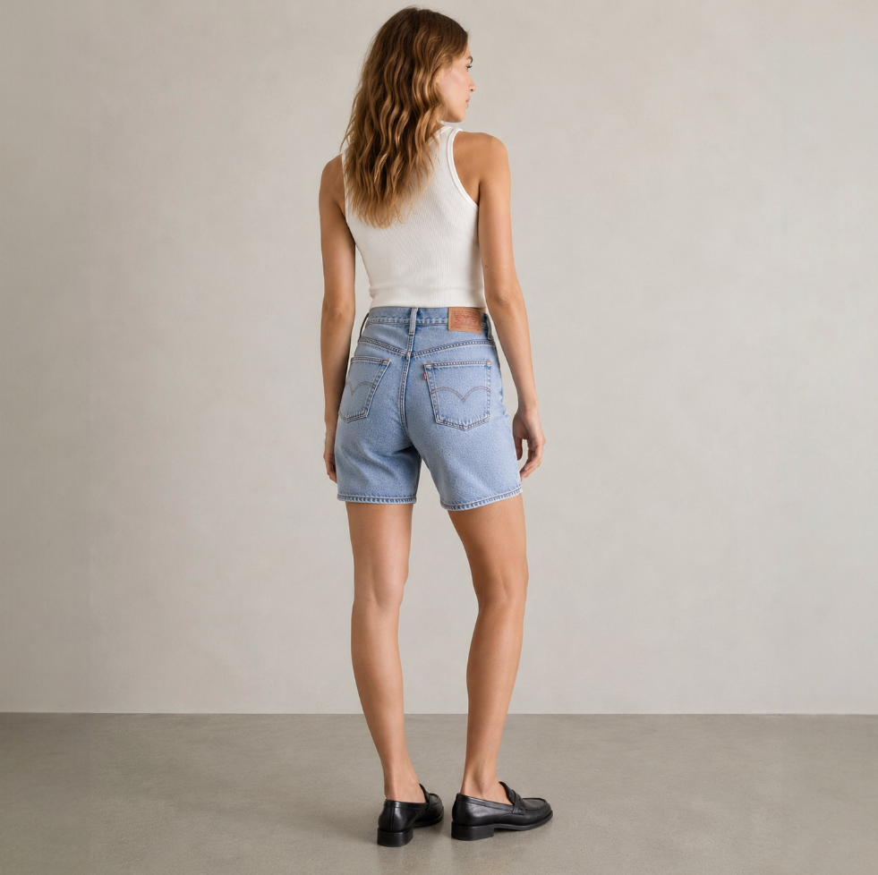 Levi’s Wedgie Straight Jeans W26 Damen High Waist Hellblau Stonewashed Vintage Fit Gr. 34