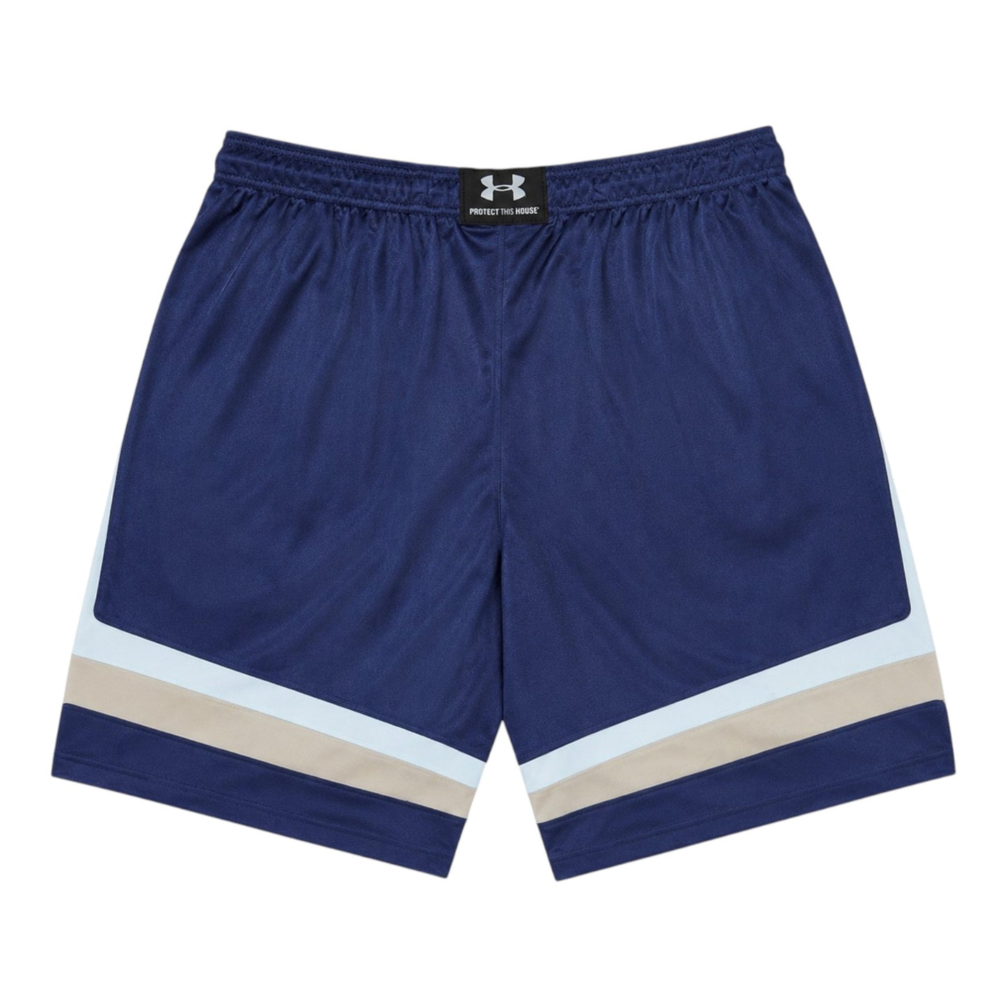 Under Armour Basketball Shorts Navy Blau Beige Weiß Herren L Loose Fit Sporthose