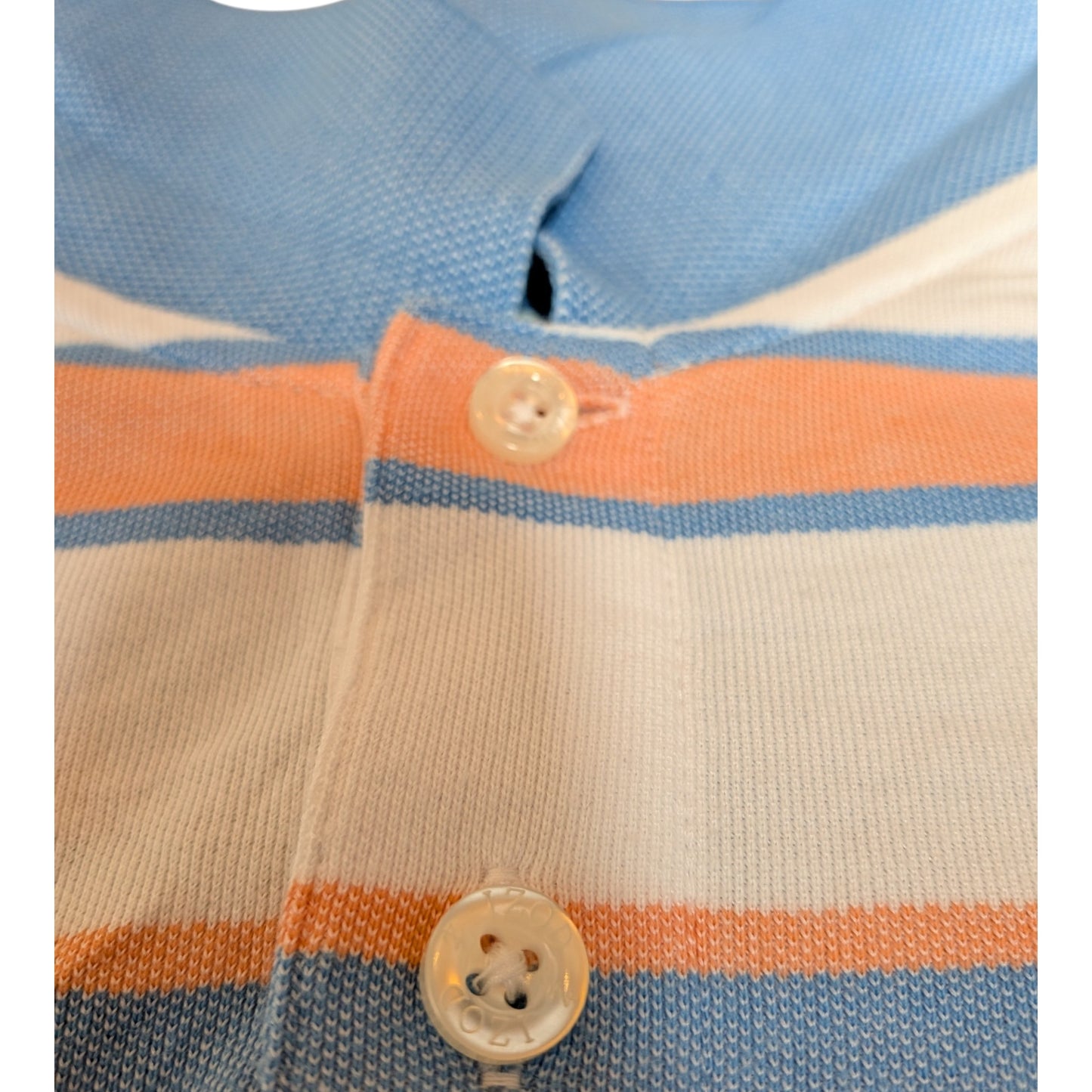 IZOD Advantage Performance Polo Shirt gestreift Weiß Blau Orange Herren Gr. M