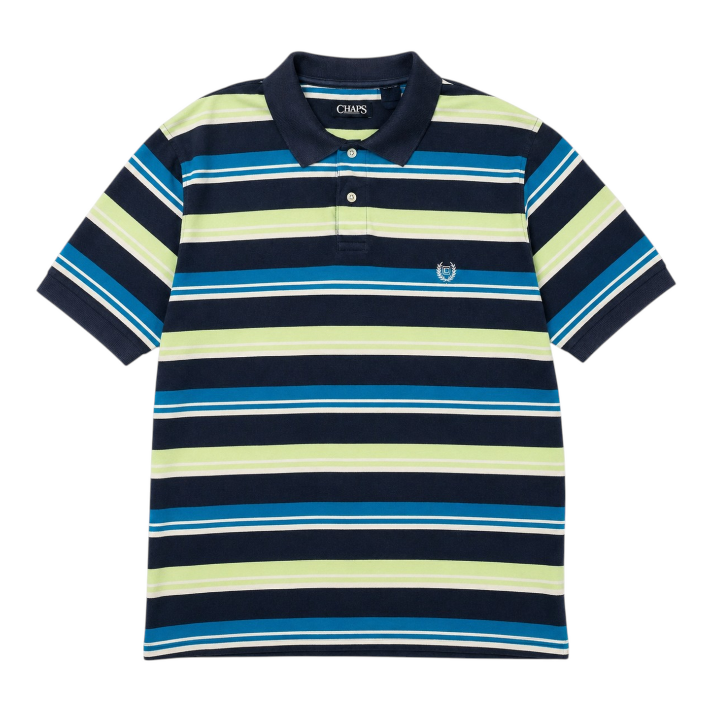 Chaps Ralph Lauren Polo Shirt Streifen Blau Grün XL Vintage